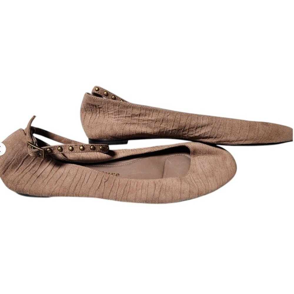 Juicy Couture 'Smells Like Couture' Studded Ankle Strap Flats Sz 10 Y2K Leather